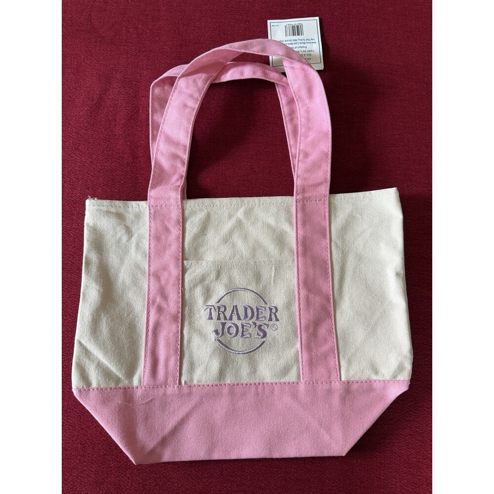 Trader Joe's Pastel Mini Canvas Tote Bag 2025 LIMITED EDITION Pink